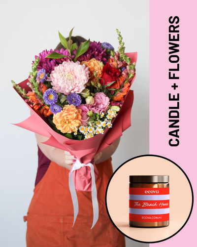 Beach House Candle + Flowers