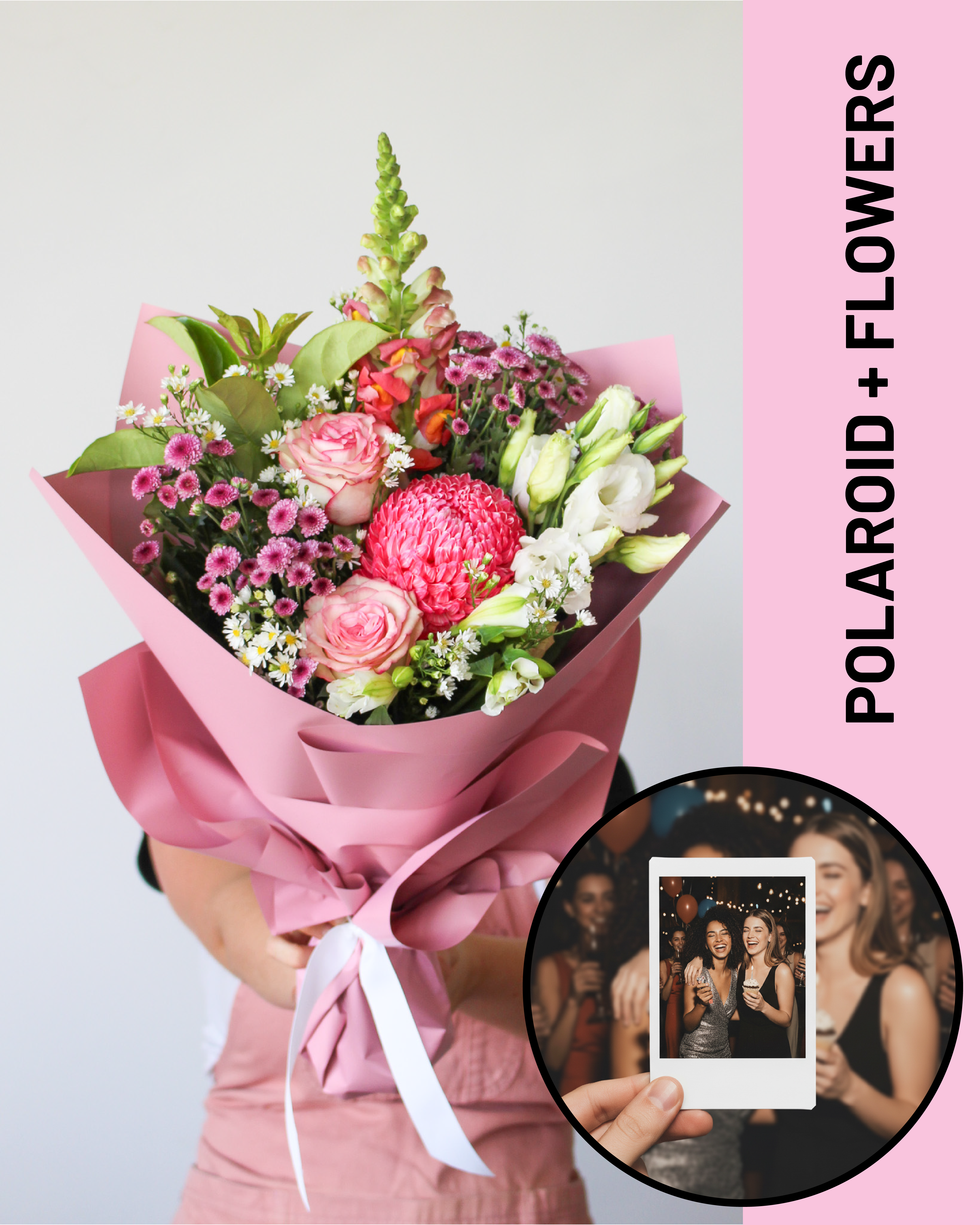 Personalised Polaroid + Flowers